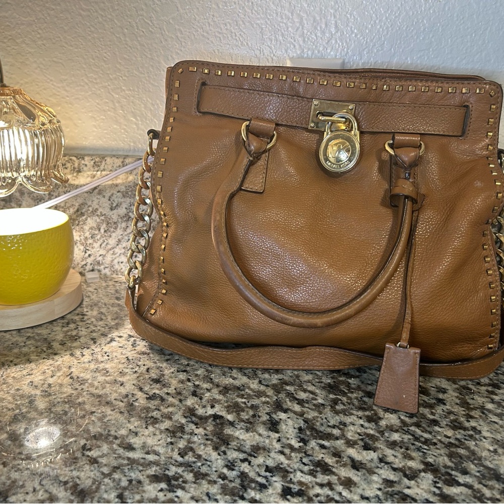 Michael Kors Tan/Brown Leather Studded Handbag